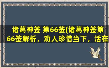 诸葛神签 第66签(诸葛神签第66签解析，劝人珍惜当下，活在当下。)